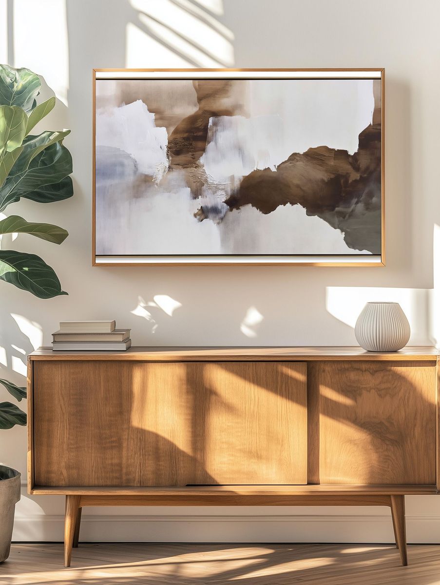 Neutral Brushstroke Abstract Poster. — room view 3