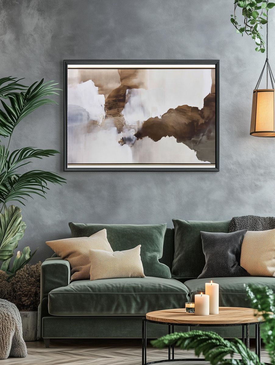 Neutral Brushstroke Abstract Poster. — room view 4
