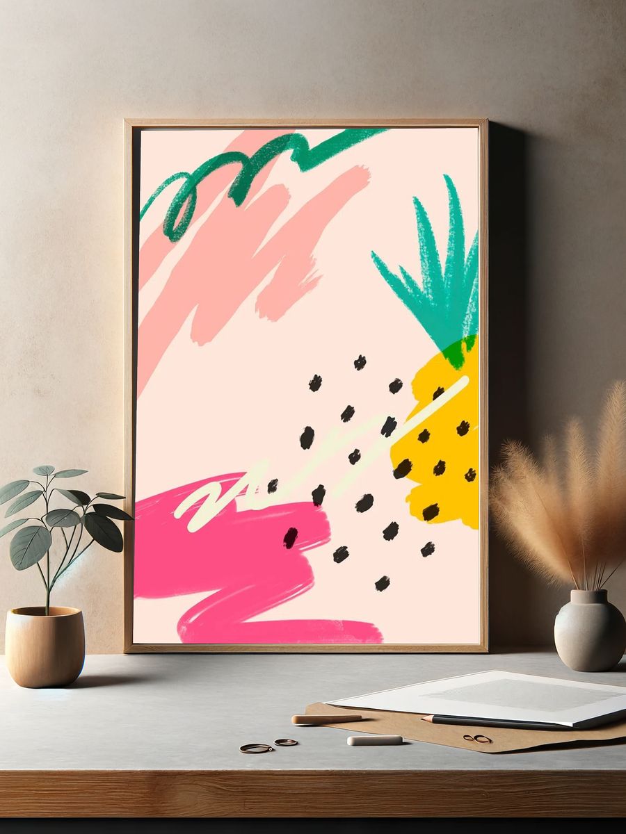Textured Script Abstract Poster. — room view 2