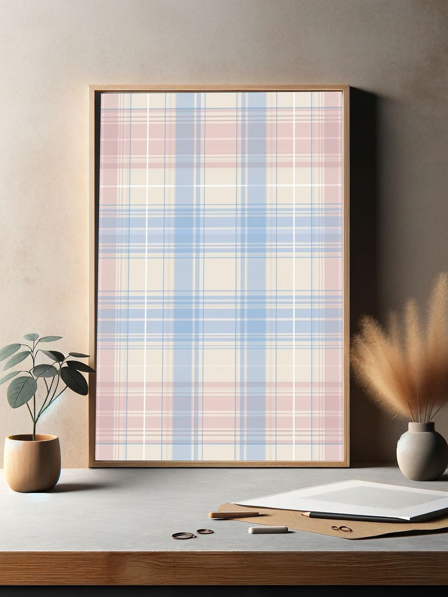 Pastel Plaid Abstract Poster. — room view 2