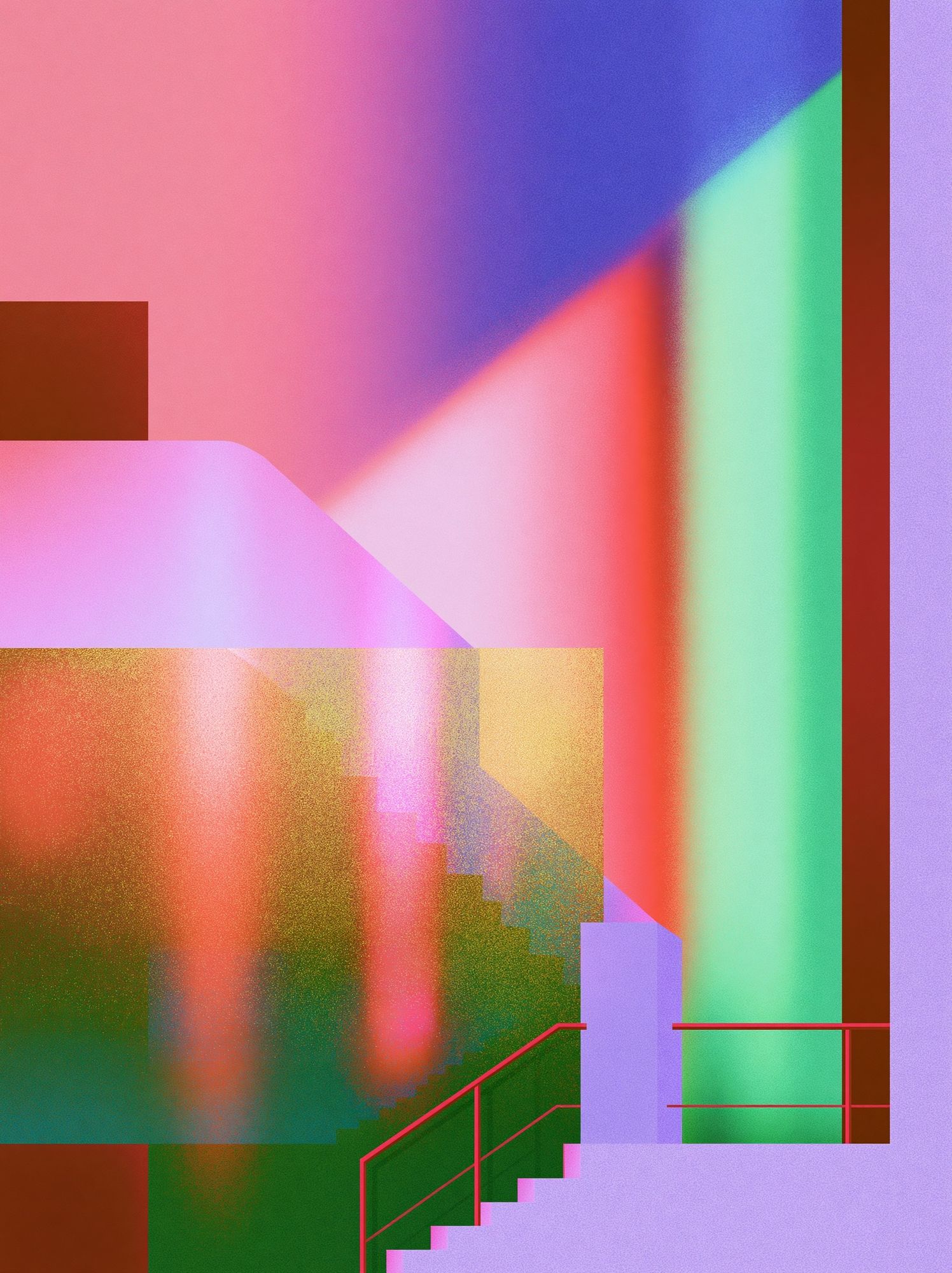 Neon Stairway Abstract Poster. poster detail