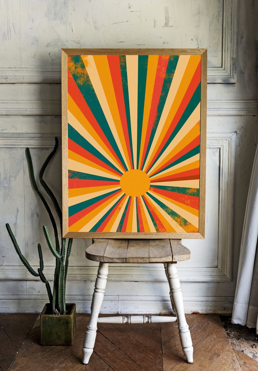 Retro Sunburst Abstract Poster. — room view 1