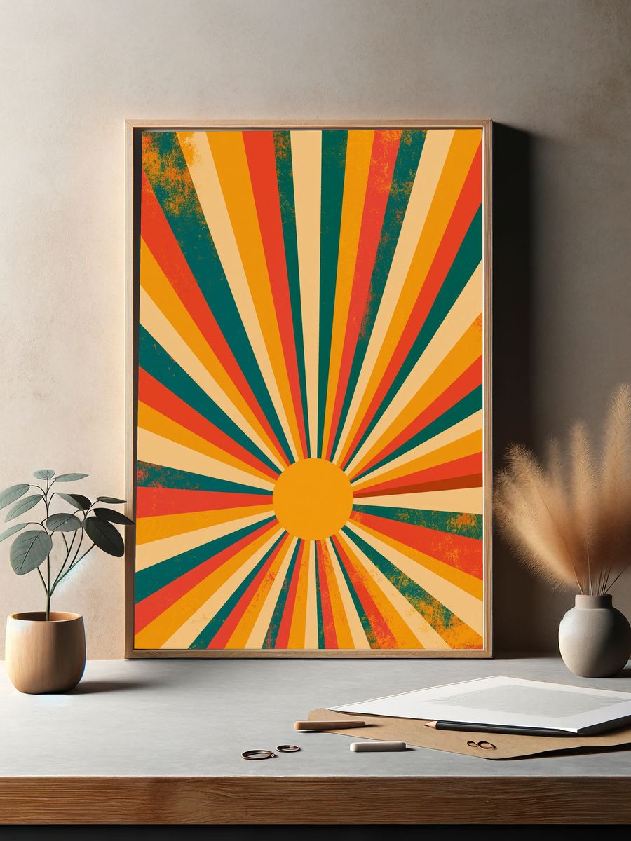 Retro Sunburst Abstract Poster. — room view 2