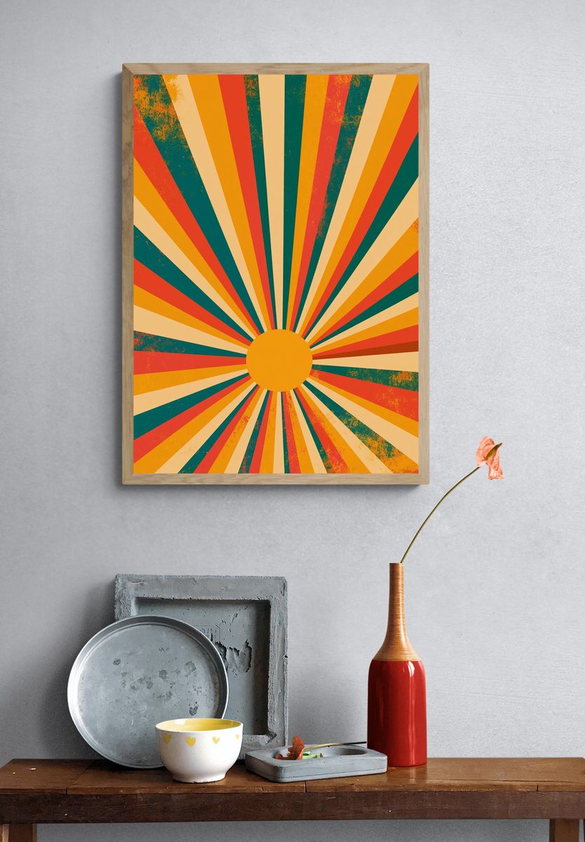Retro Sunburst Abstract Poster. — room view 3