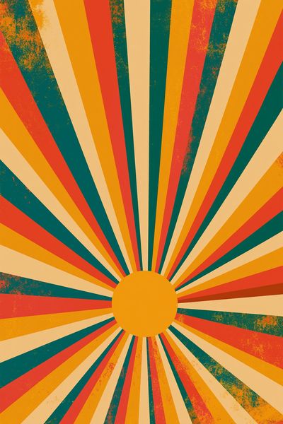 Retro Sunburst Abstract Poster.