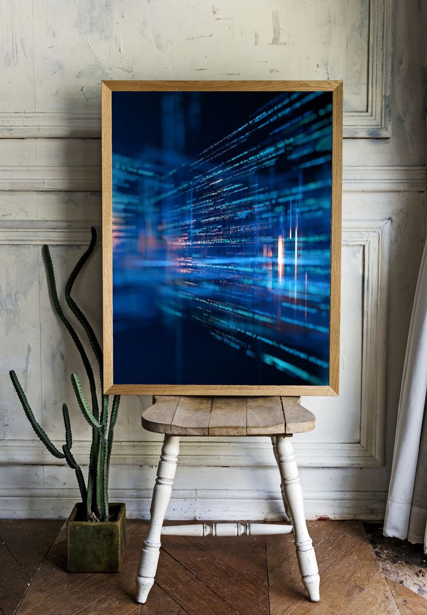 Neon Data Streams Abstract Poster. — room view 1