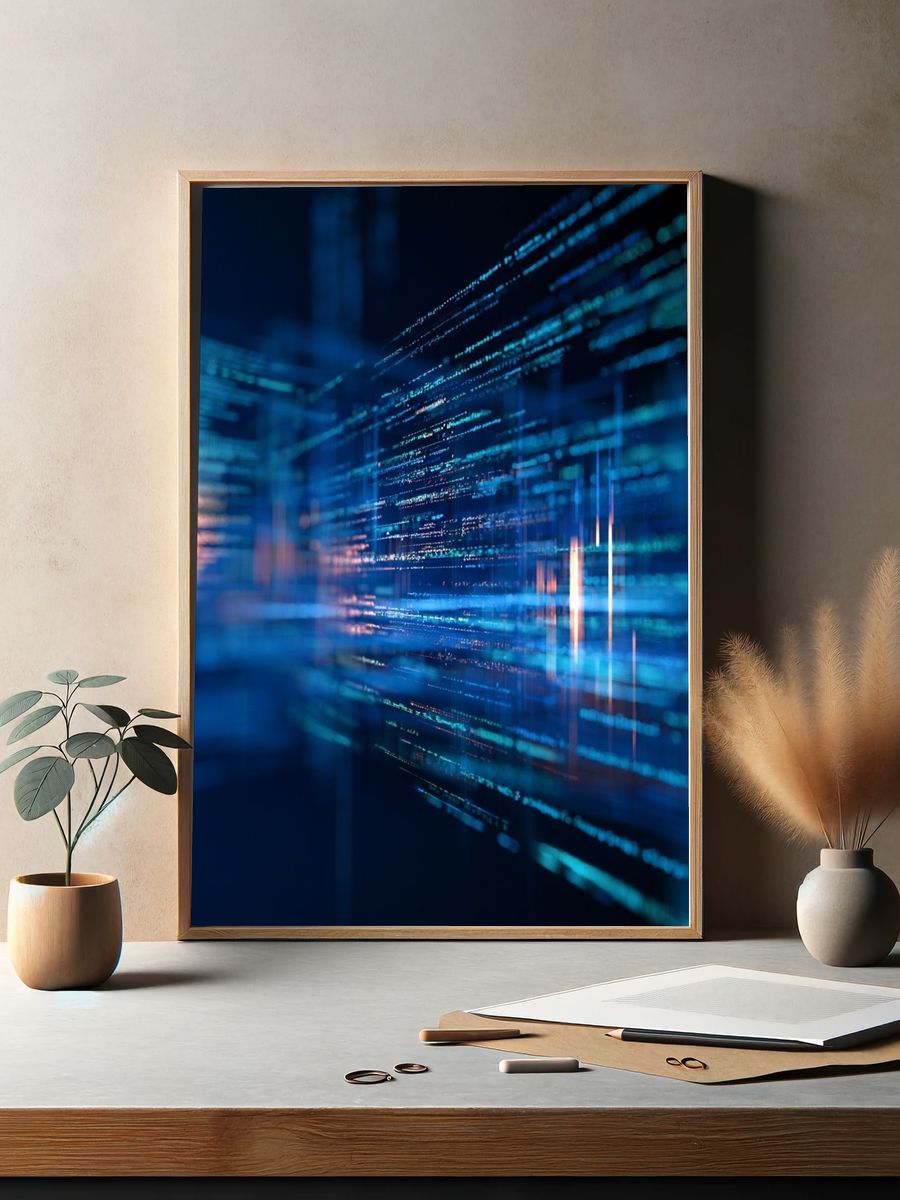 Neon Data Streams Abstract Poster. — room view 2