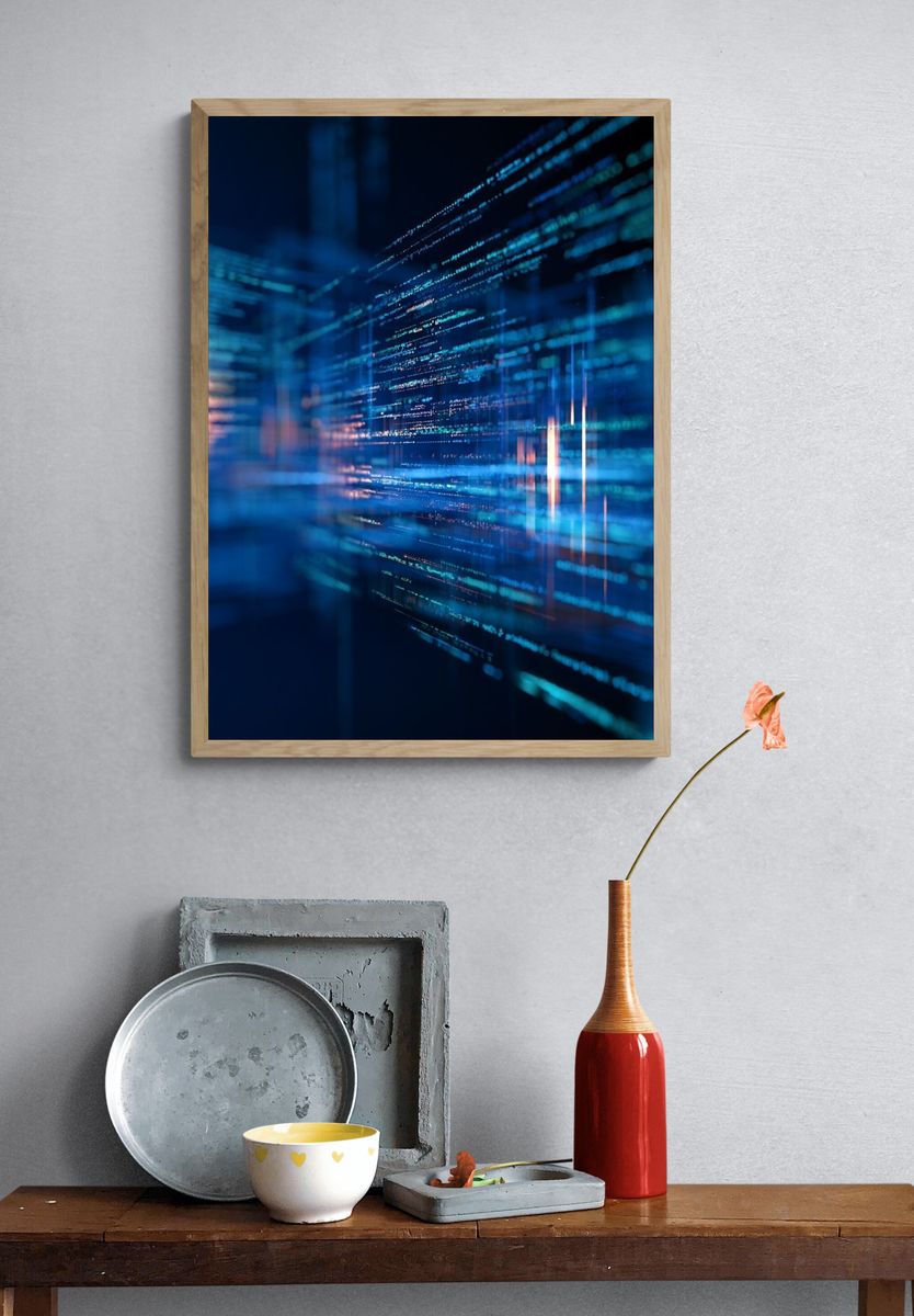 Neon Data Streams Abstract Poster. — room view 3
