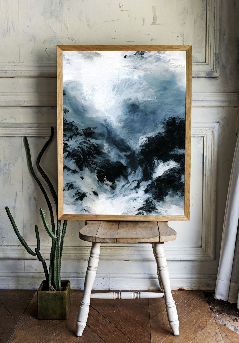 Glacial Storm Abstract Print. room preview