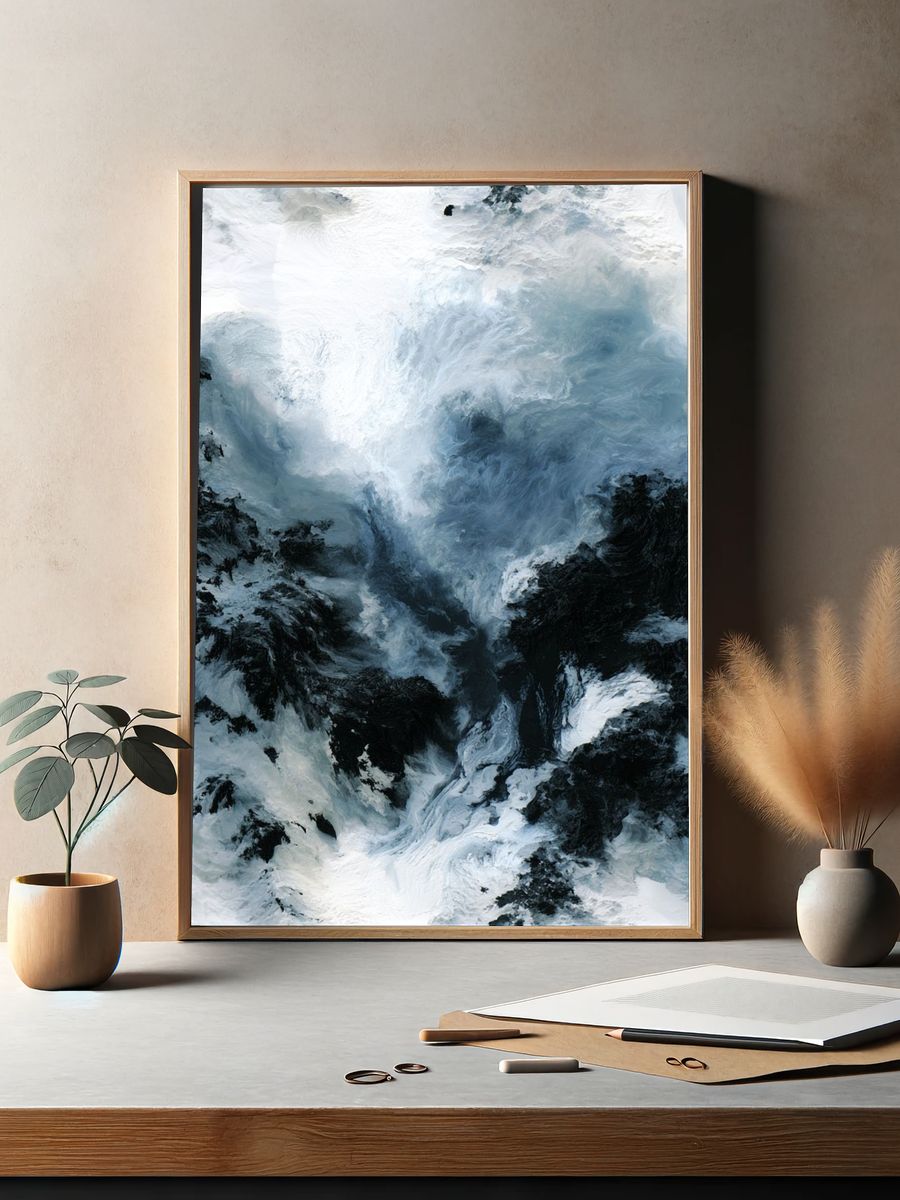 Glacial Storm Abstract Print. — room view 2