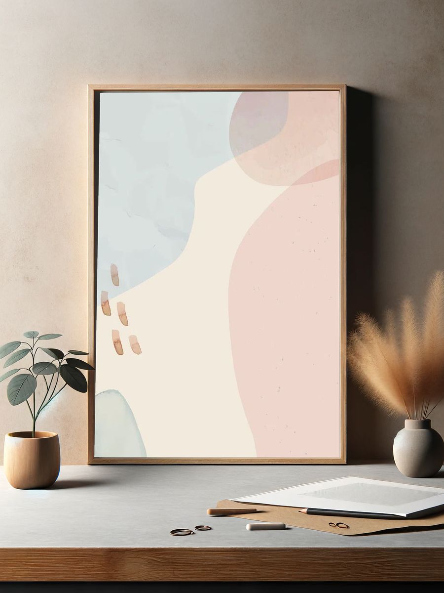 Neutral soft abstract watercolor background. — room view 2