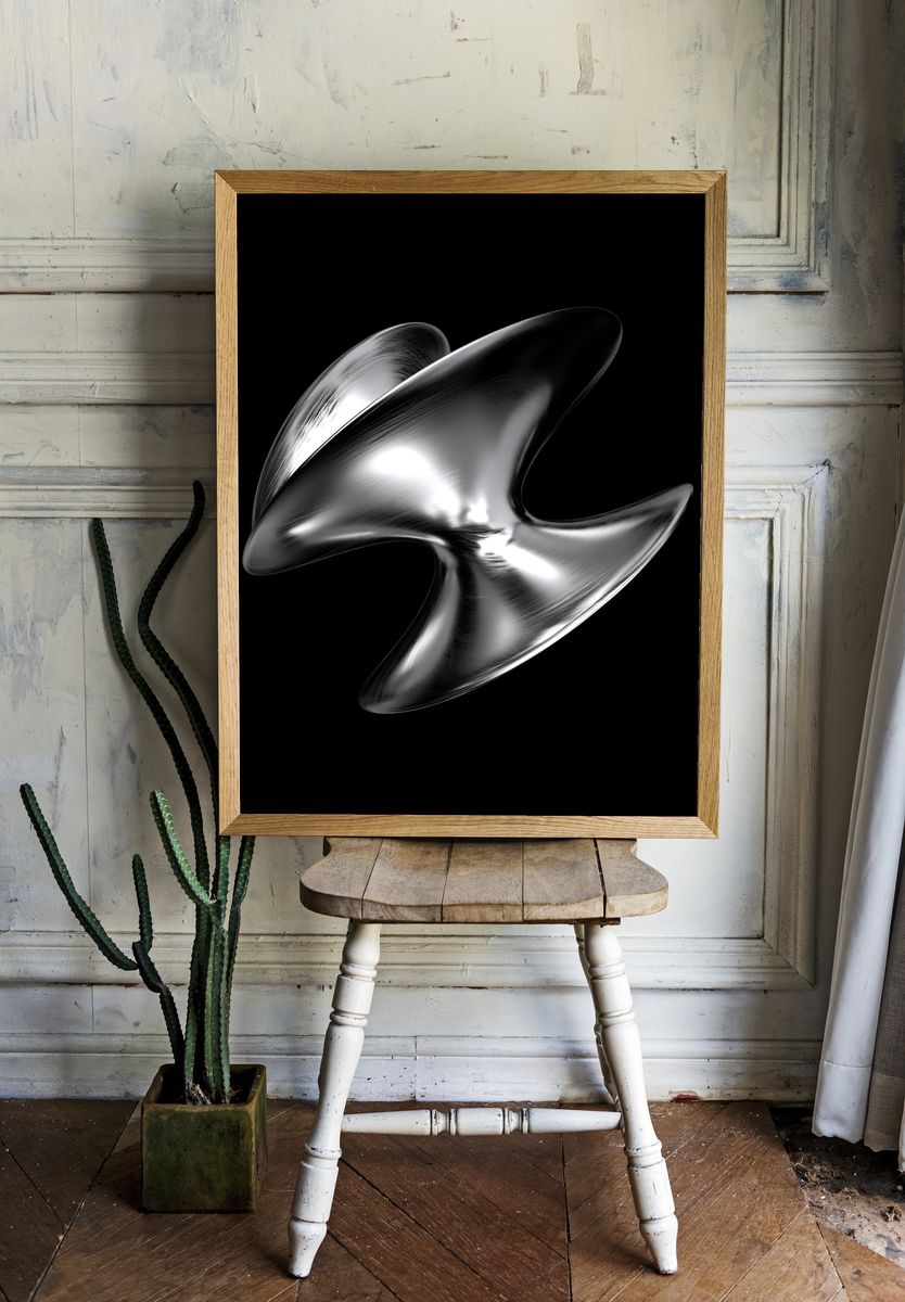 Chrome Abstract Sculpture Poster. room preview
