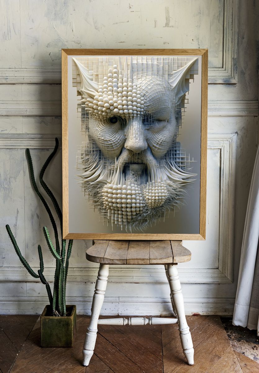 Abstract Sculptural Face Print. room preview