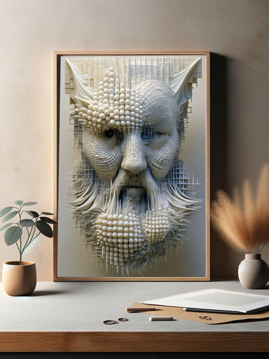 Abstract Sculptural Face Print. — room view 2
