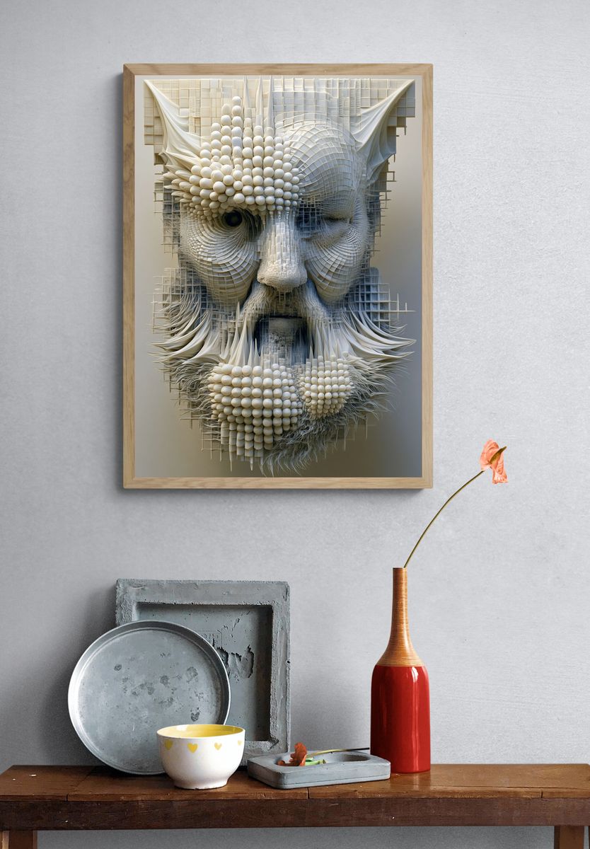 Abstract Sculptural Face Print. — room view 3