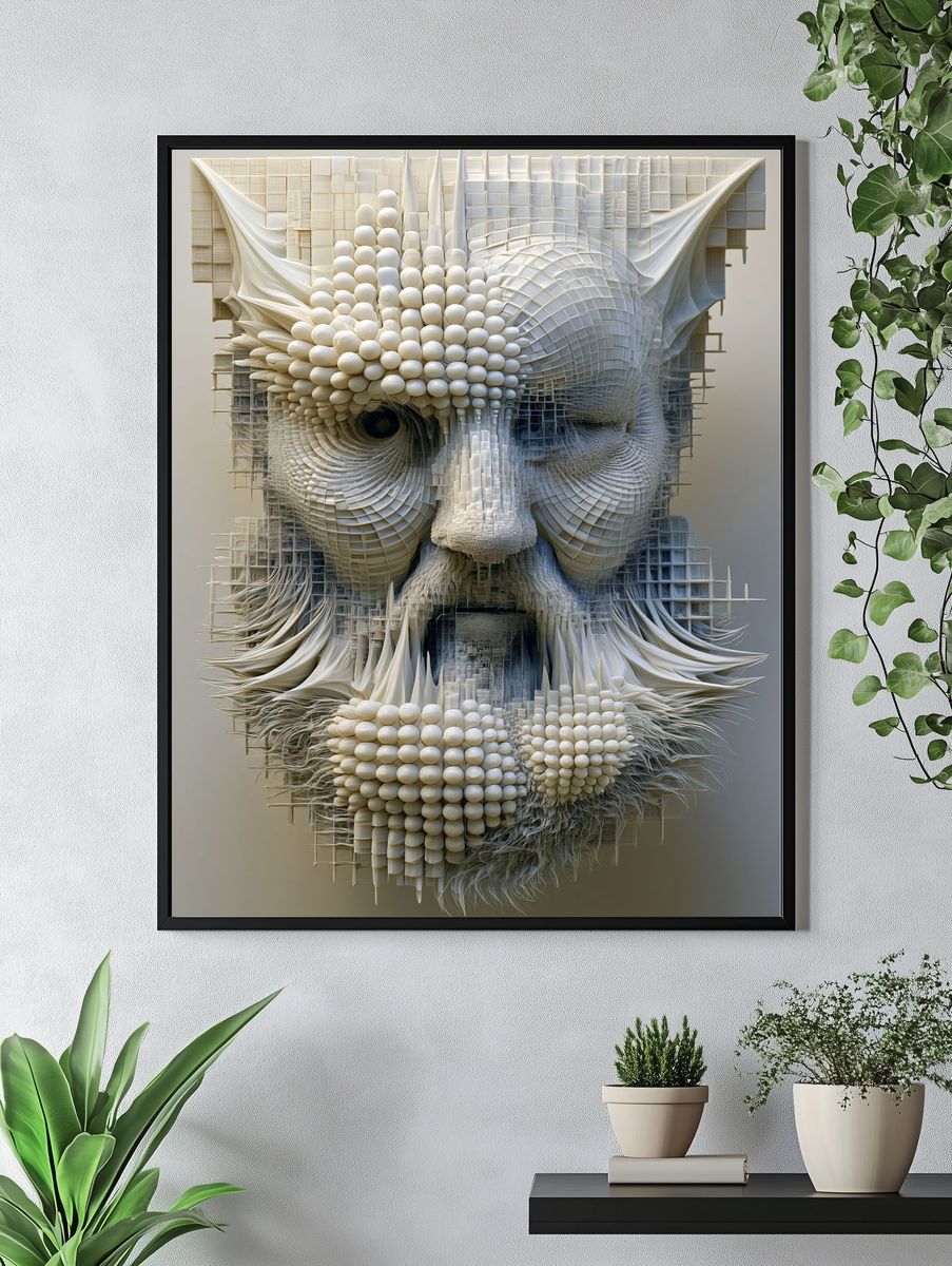 Abstract Sculptural Face Print. — room view 4
