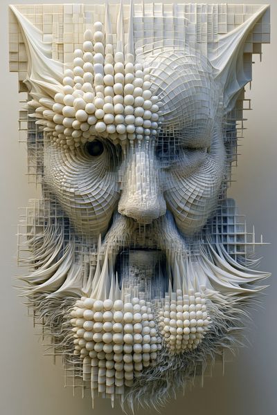 Abstract Sculptural Face Print.