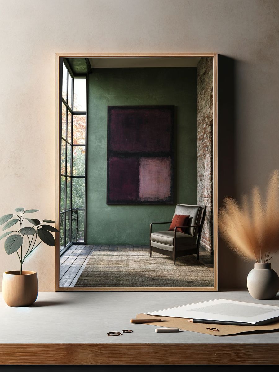 Abstract Plum Blocks Poster. — room view 2