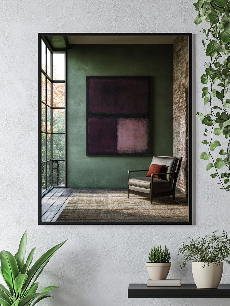 Abstract Plum Blocks Poster. — room view 4