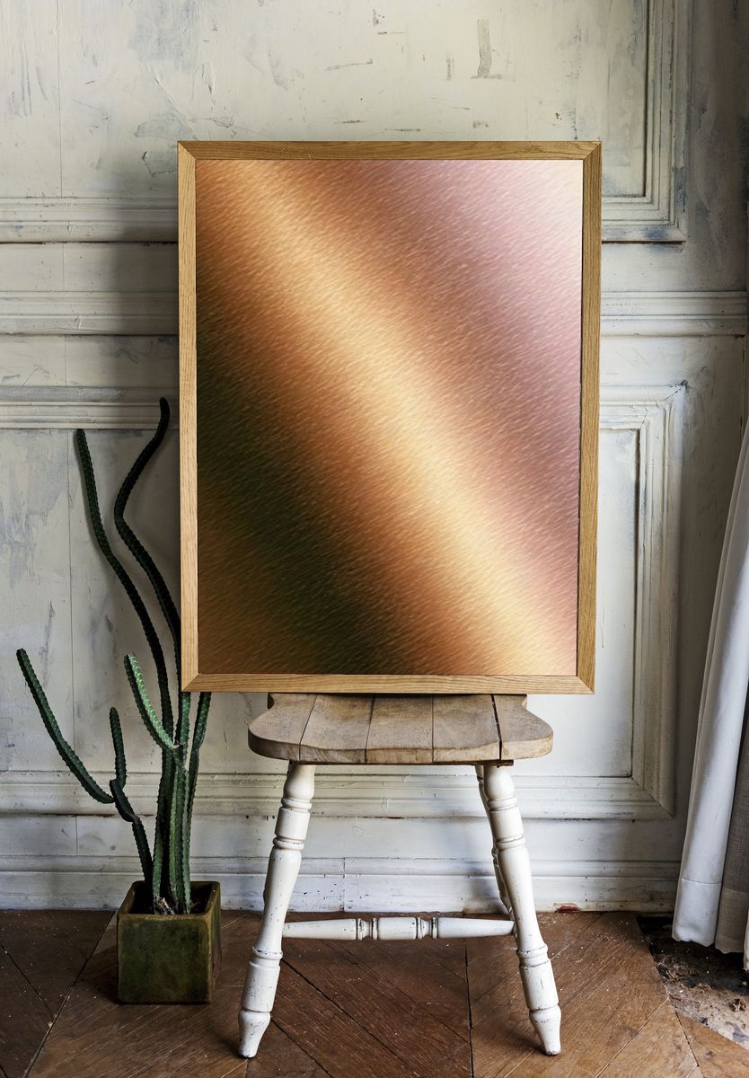 Golden Satin Texture Abstract Print. — room view 1