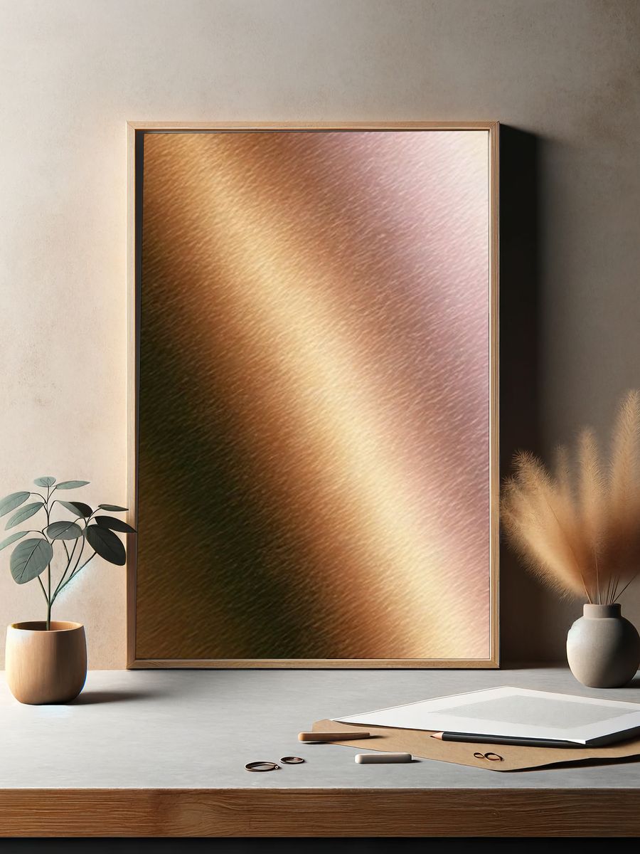 Golden Satin Texture Abstract Print. — room view 2