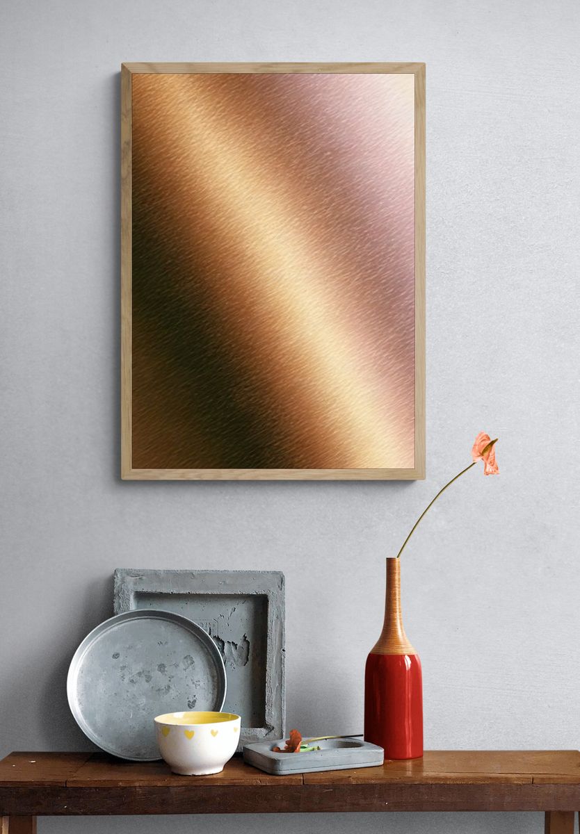 Golden Satin Texture Abstract Print. — room view 3