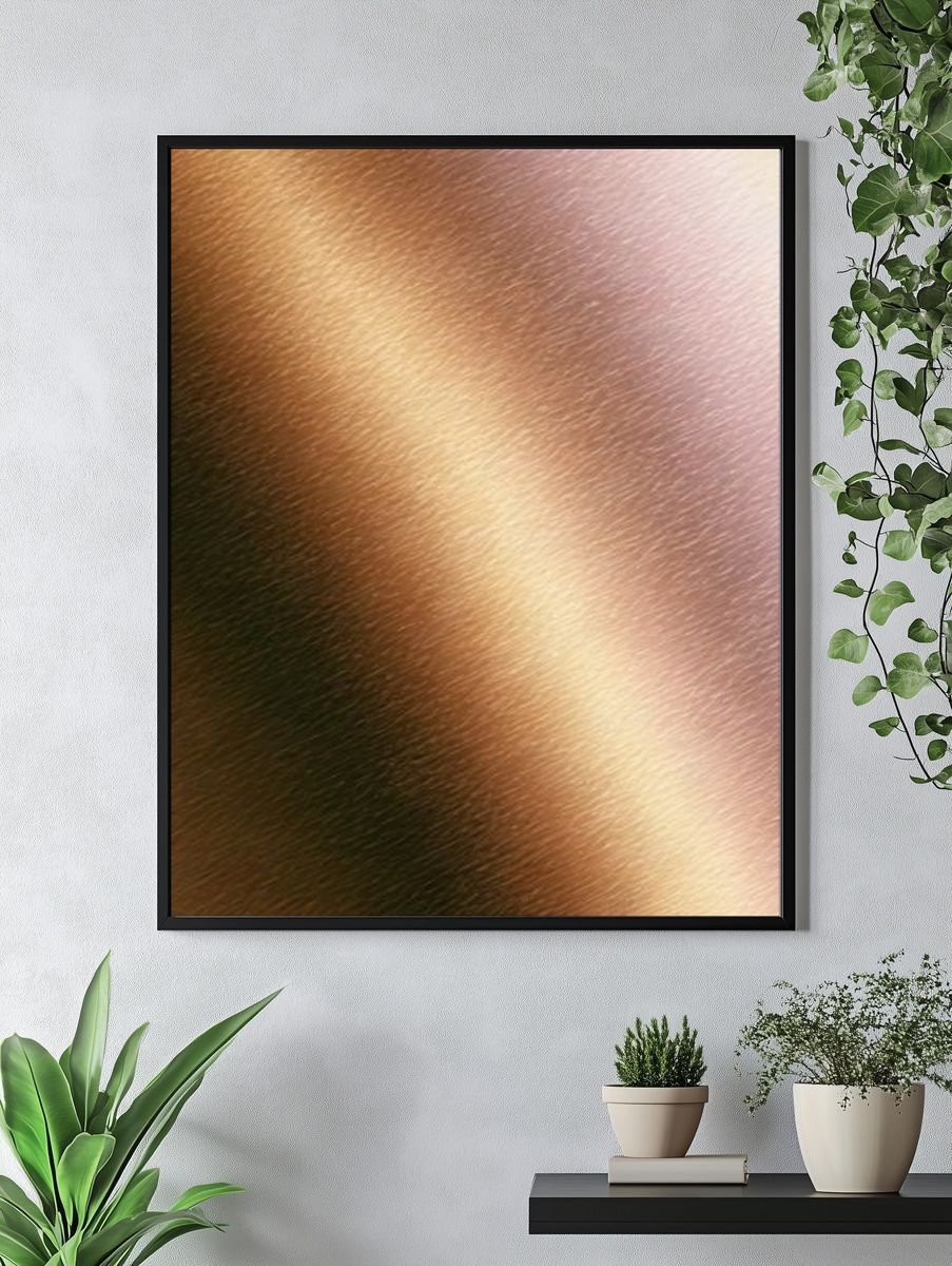 Golden Satin Texture Abstract Print. — room view 4