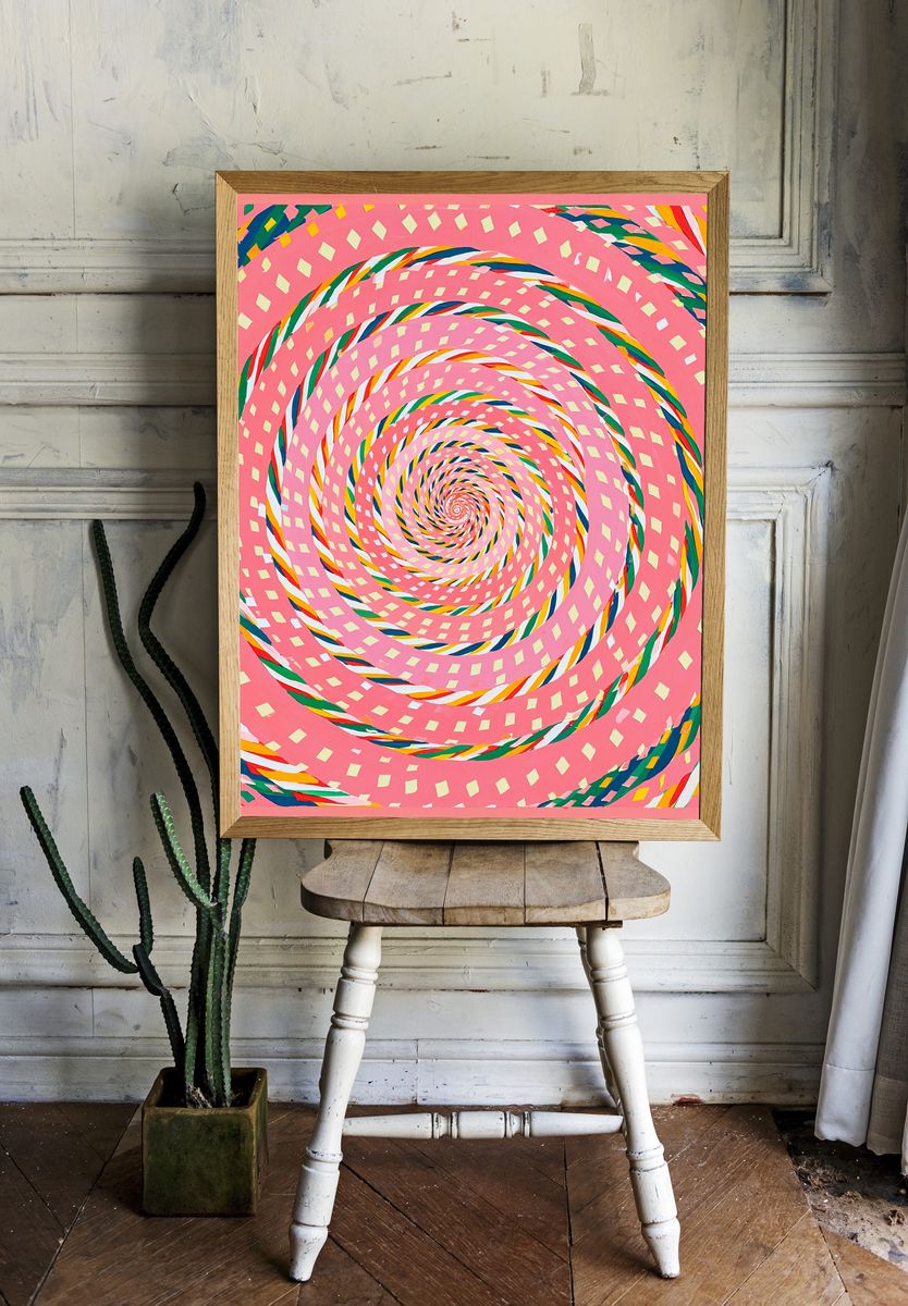 Pink Spiral Abstract Poster. room preview