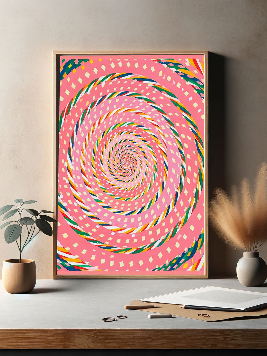 Pink Spiral Abstract Poster. — room view 2