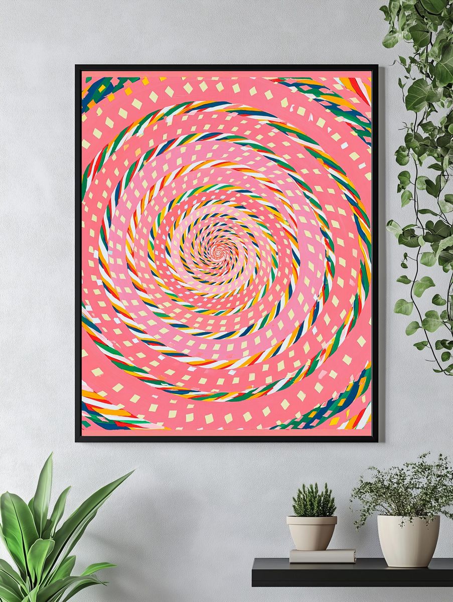 Pink Spiral Abstract Poster. — room view 4