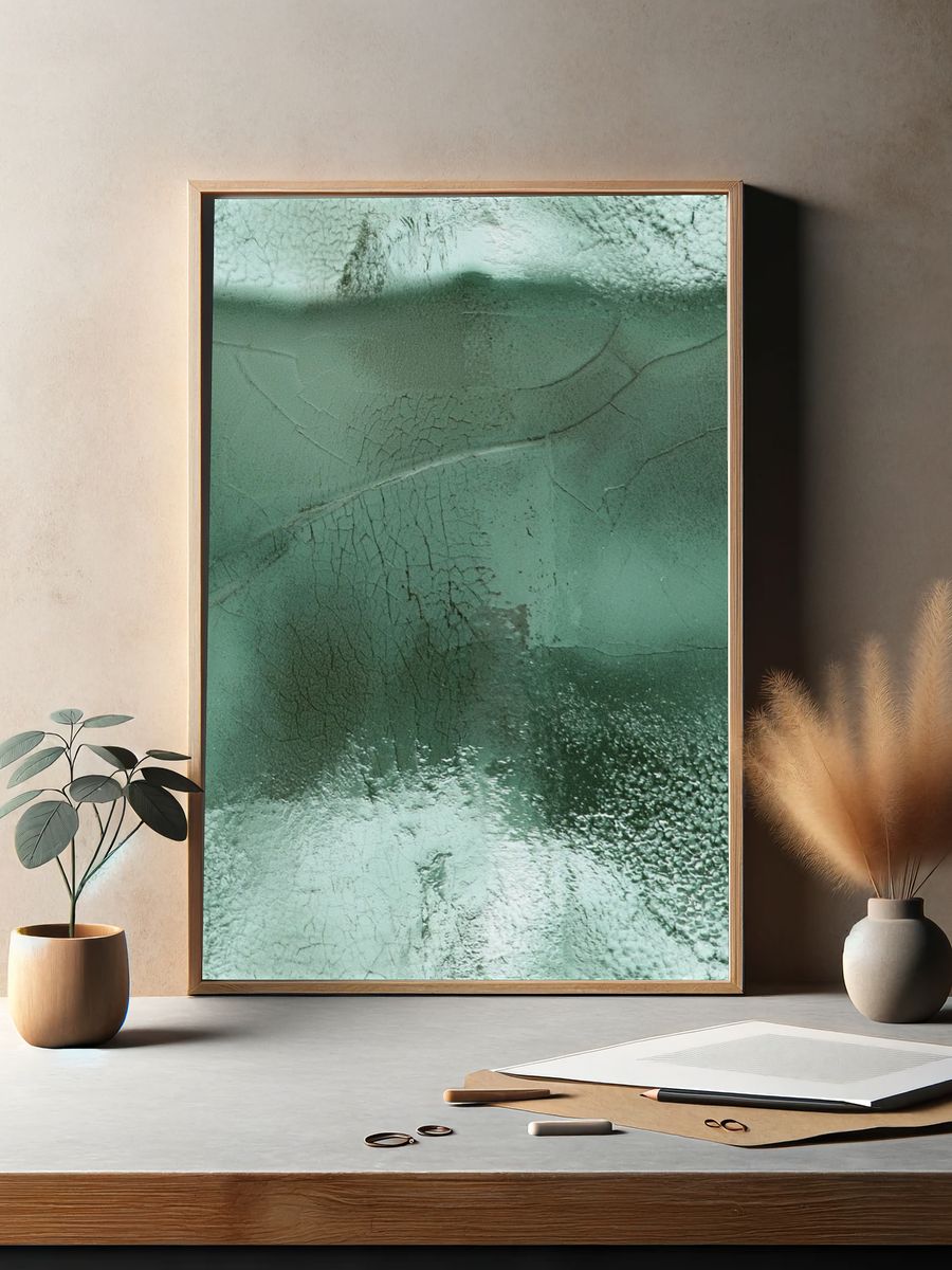 Mint Textured Abstract Poster. — room view 2