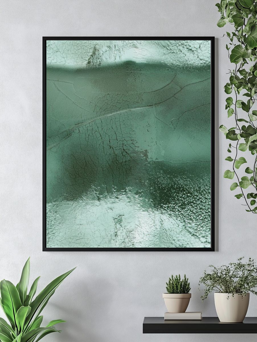 Mint Textured Abstract Poster. — room view 4