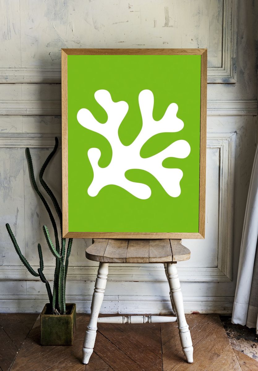 Coral Silhouette Abstract Print. room preview