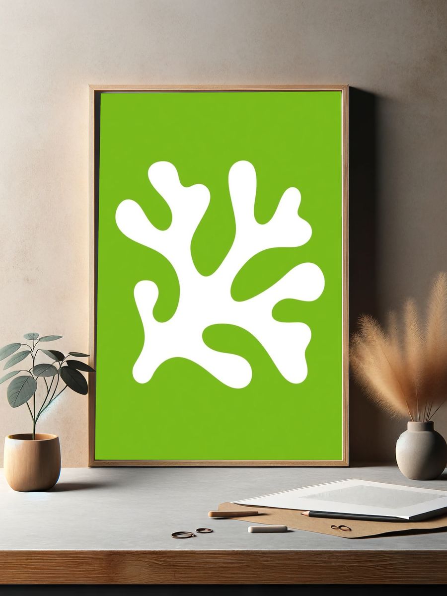 Coral Silhouette Abstract Print. — room view 2