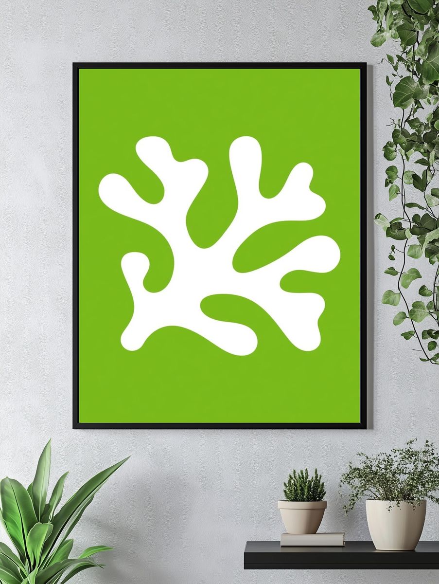 Coral Silhouette Abstract Print. — room view 4