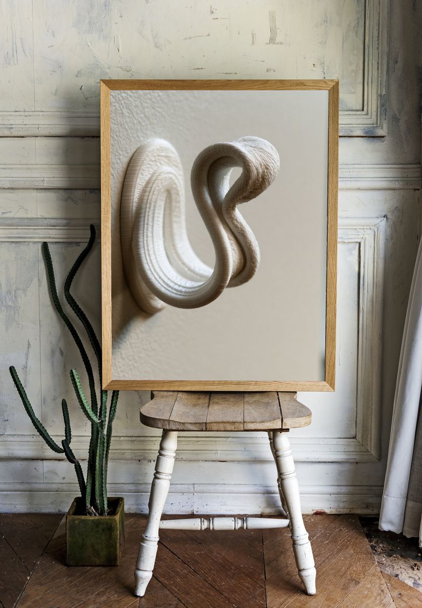 Abstract Loop Sculpture Print. room preview