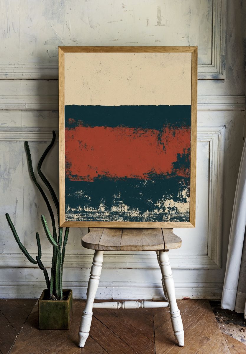 Rustic Color Block Abstract Poster. — room view 1