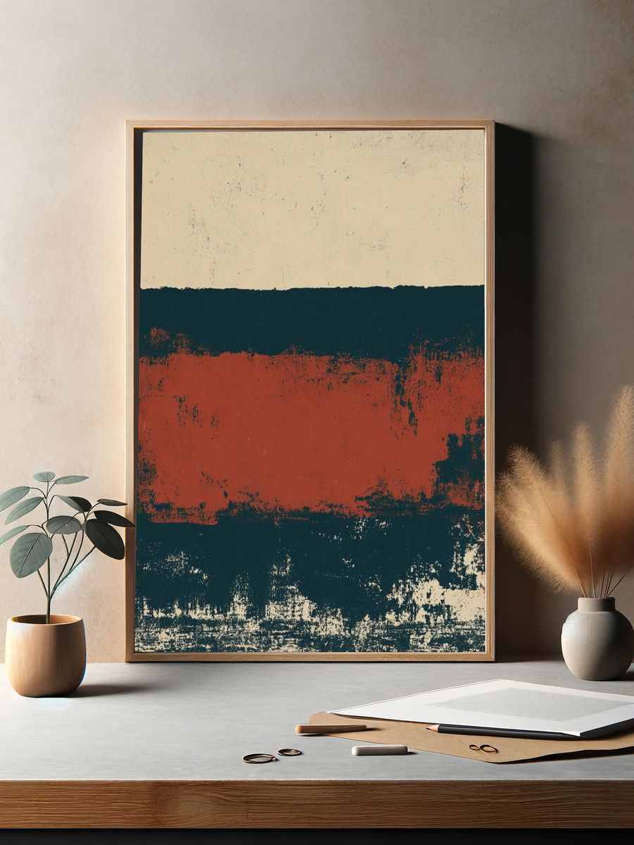 Rustic Color Block Abstract Poster. — room view 2
