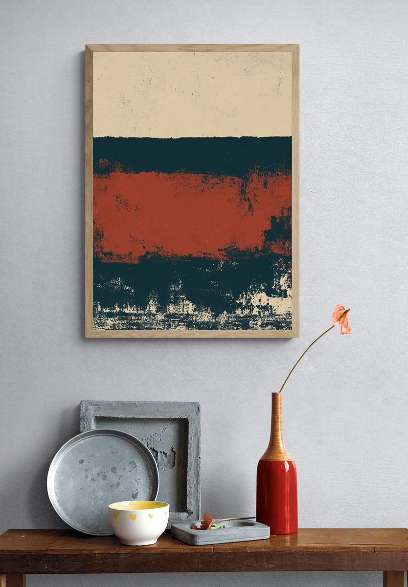 Rustic Color Block Abstract Poster. — room view 3