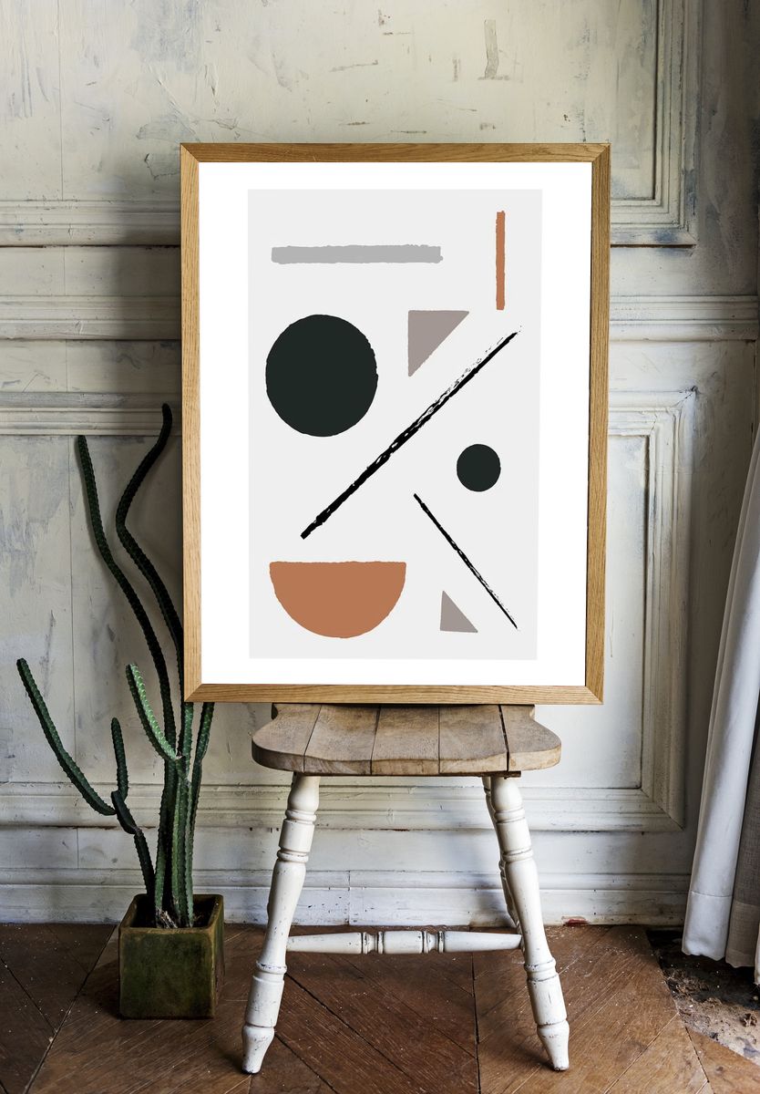 Abstract geometric wall art, earth. room preview