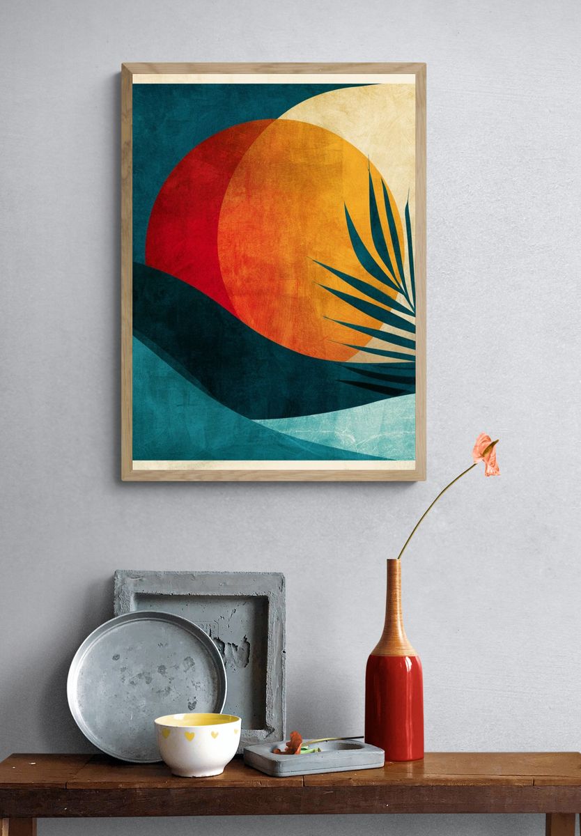 Tropical Sunset Abstract Poster. — room view 3