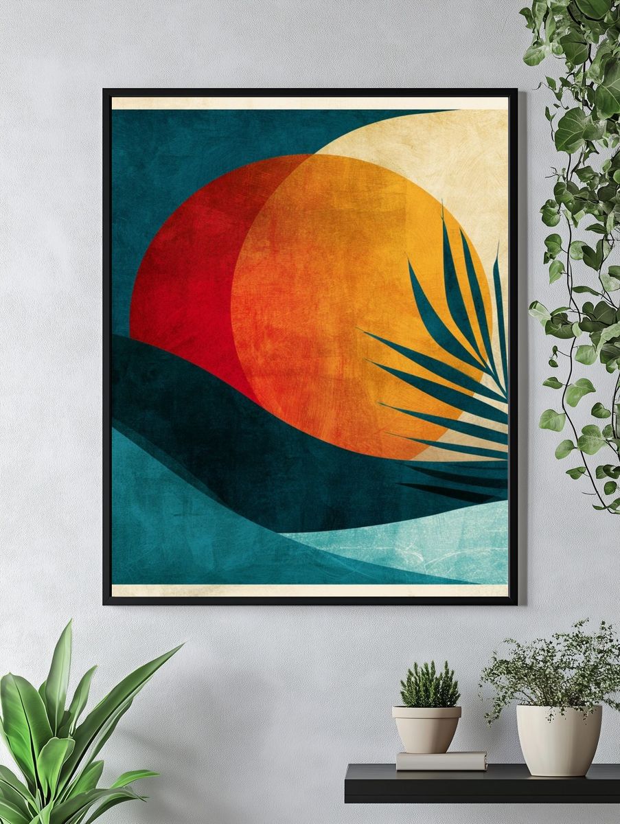Tropical Sunset Abstract Poster. — room view 4