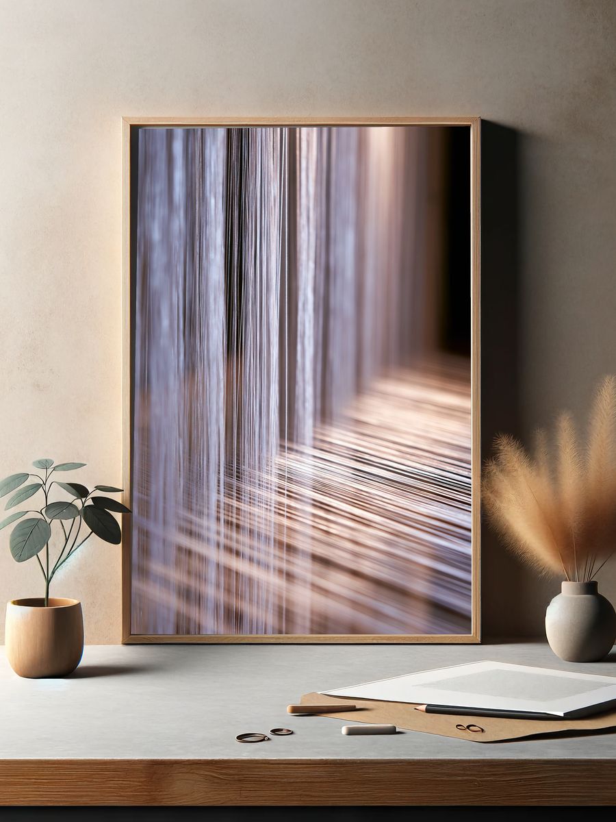 Soft Light Threads Abstract Print. — room view 2