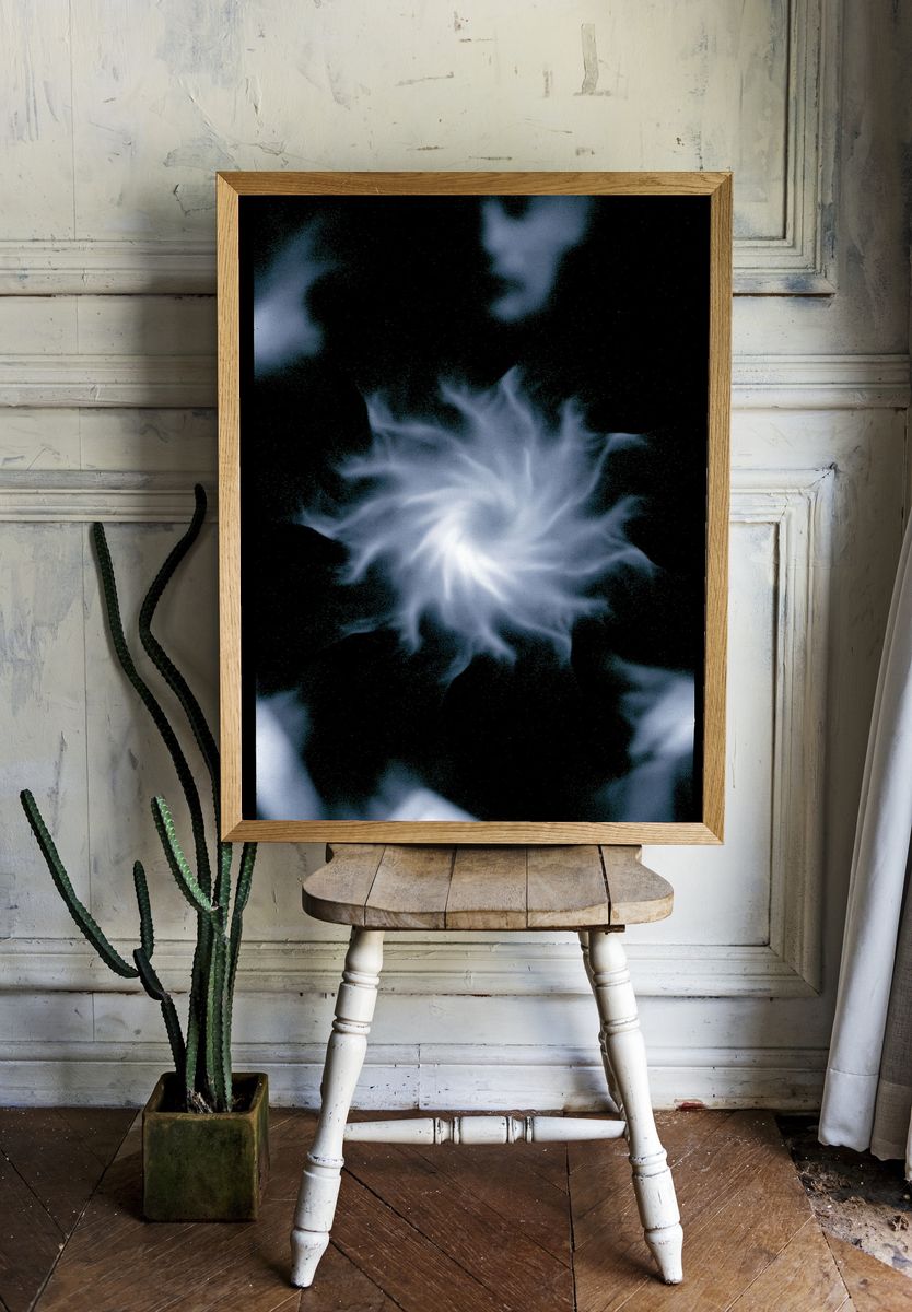 Blue Smoke Abstract Poster. room preview