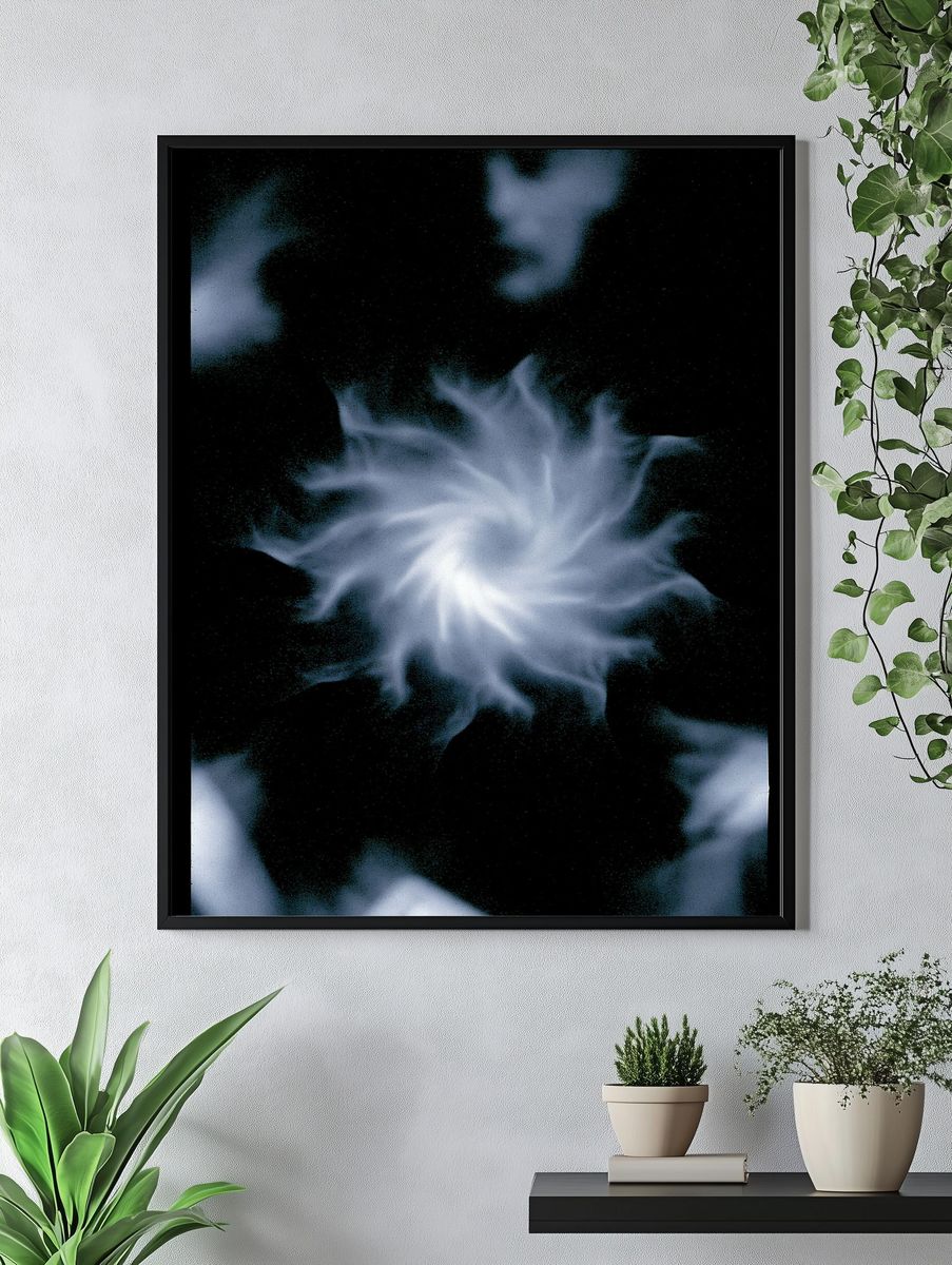 Blue Smoke Abstract Poster. — room view 4