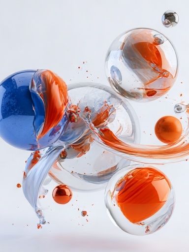 Floating Glass Orbs Abstract Poster. poster detail