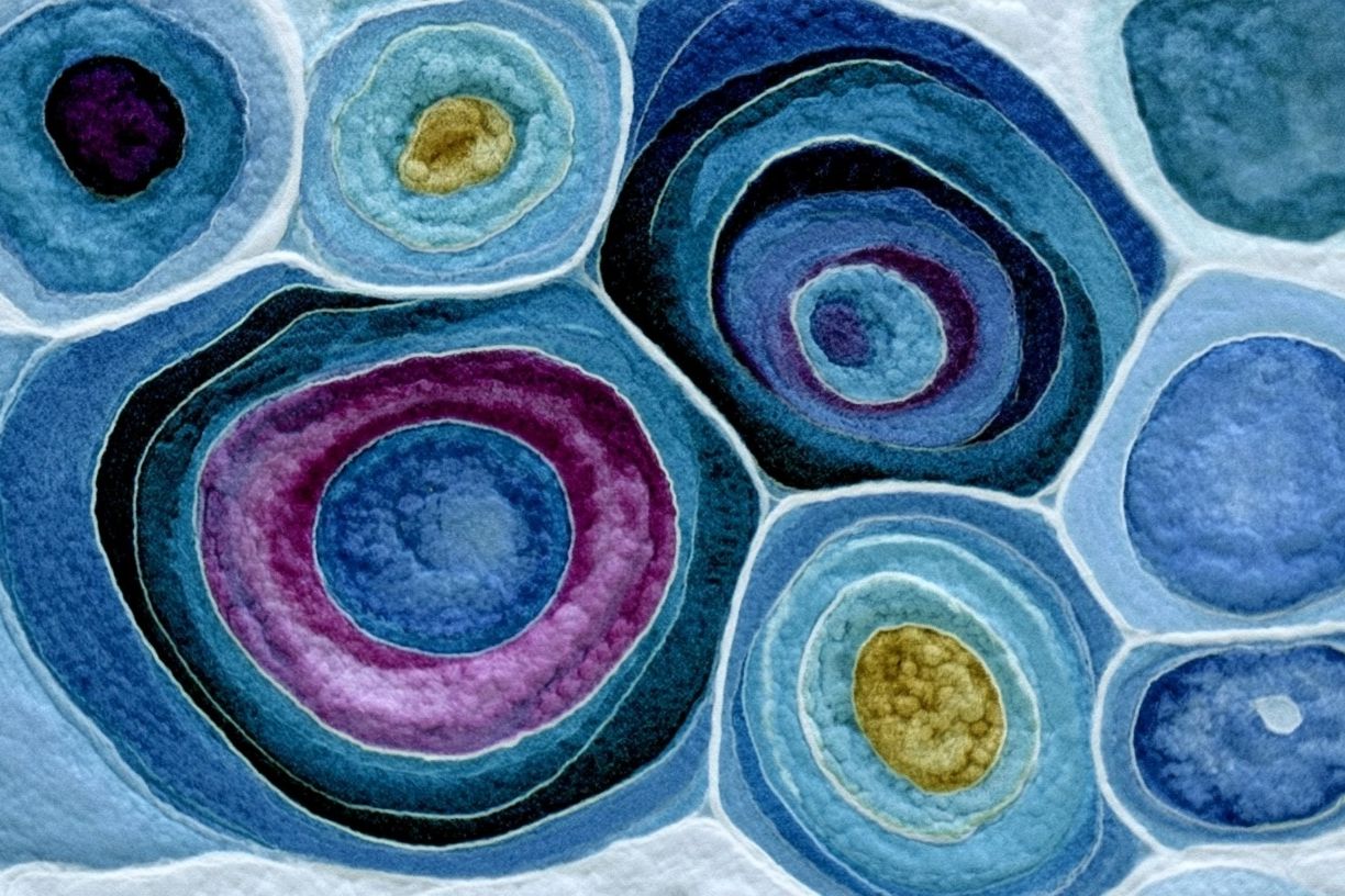Blue Concentric Circles Abstract Poster. poster detail