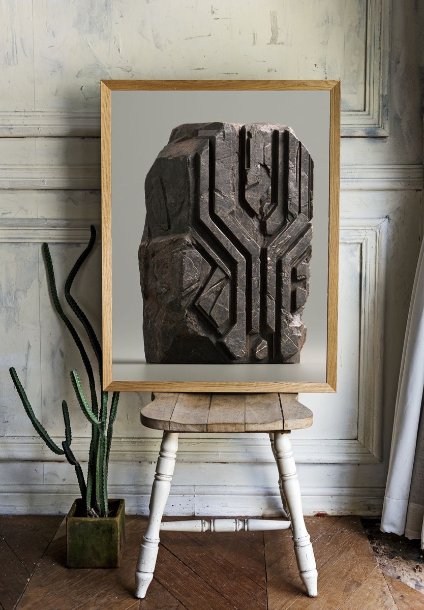 Carved Stone Abstract Poster. — room view 1