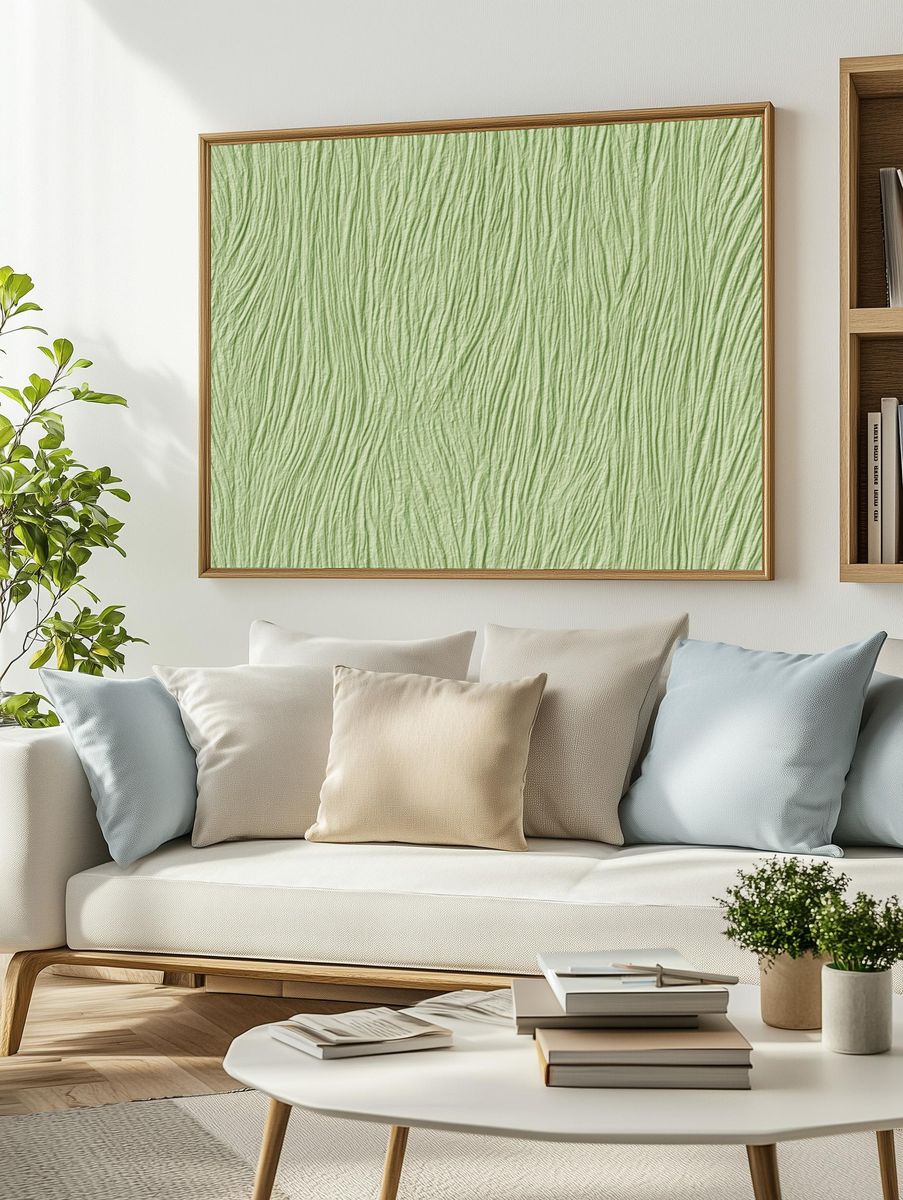 Sage Ripple Texture Abstract Poster. — room view 2