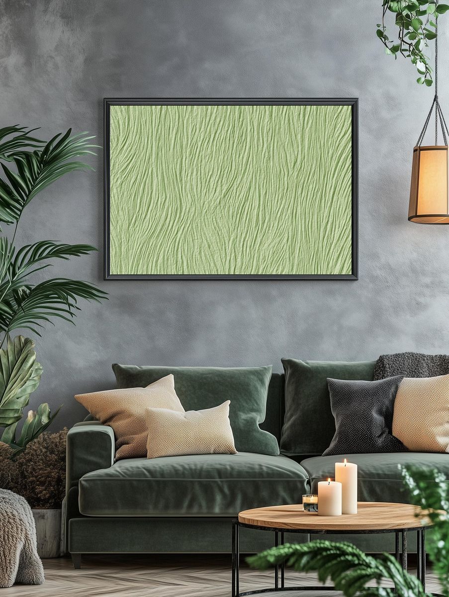 Sage Ripple Texture Abstract Poster. — room view 4